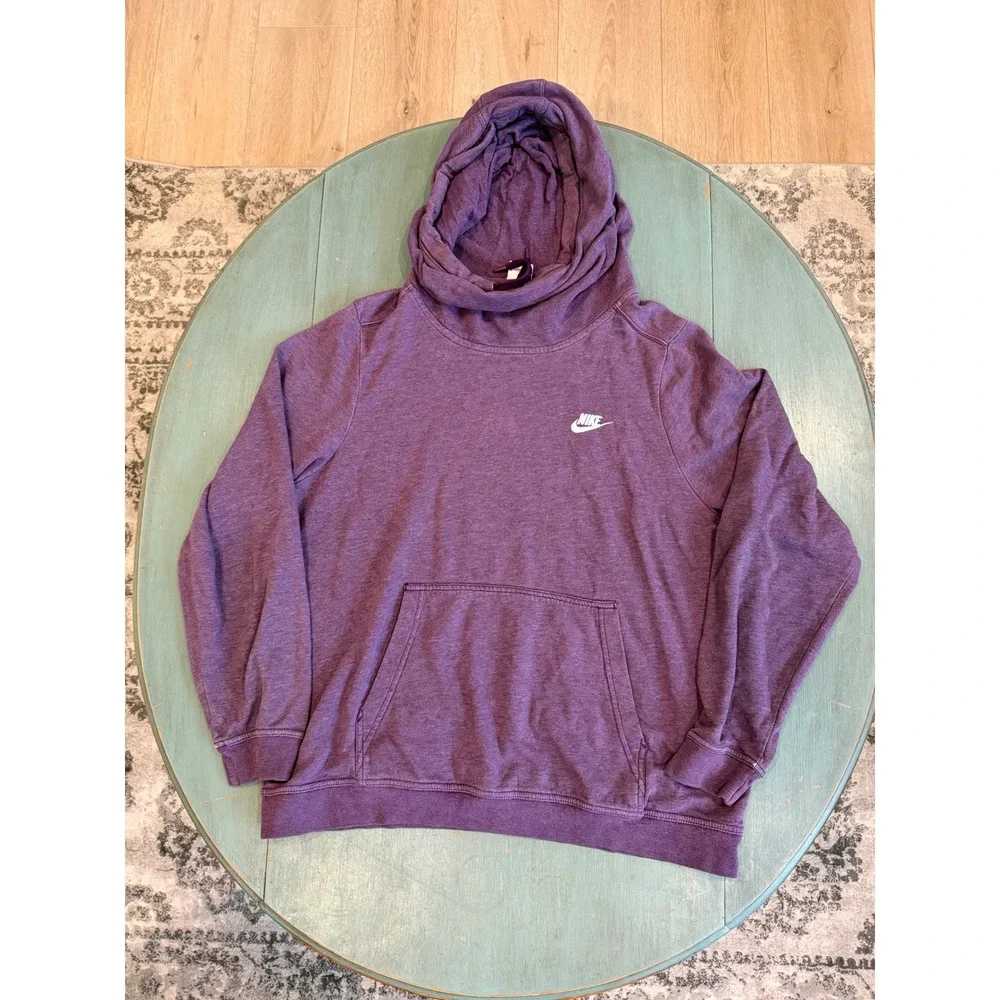 Nike Gym Vintage Funnel Neck Hoodie Purple Heather XL Pullover Women
